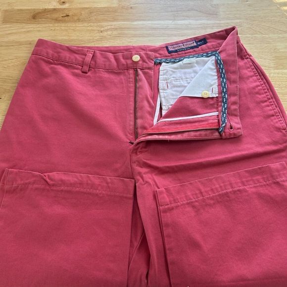 Vineyard Vines Mens 34 x 28 Flat Front Chinos Khakis Relaxed Straight Pink *read - Picture 4 of 5